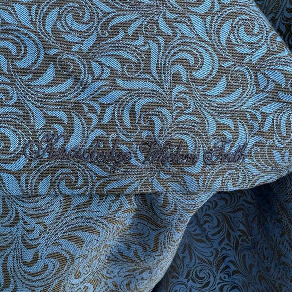 Robert Graham Woven Button Front Long Sleeve Bogart Navy Blue Black Damask M - Picture 8 of 9